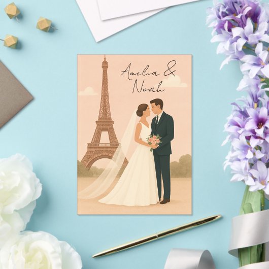 エレガントなパリの結婚式アクリル招待状 - エッフェル アクリル招待状 (インサイチュ (ウェディング))