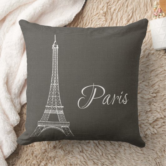 エレガントなパリエッフェル塔のダークグレーのバーラップの一見 クッション (ブランケット)