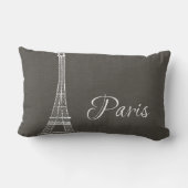 エレガントなパリエッフェル塔のダークグレーのバーラップの一見 ランバークッション (裏面)