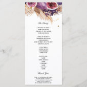 エレガントなパンパスと紫のイチジクのウェディングセレモニー メニュー (裏面)