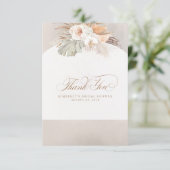 エレガントなパンパスグラスと白い花の感謝カード サンキューカード (スタンド正面)