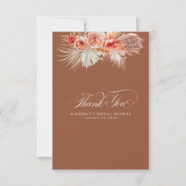 エレガントなパンパスグラス テラコッタ フローラル サンクス サンキューカード