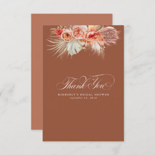 エレガントなパンパスグラス テラコッタ フローラル サンクス サンキューカード