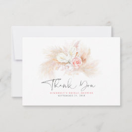 エレガントなパンパスグラス ピンクの花の感謝カード サンキューカード