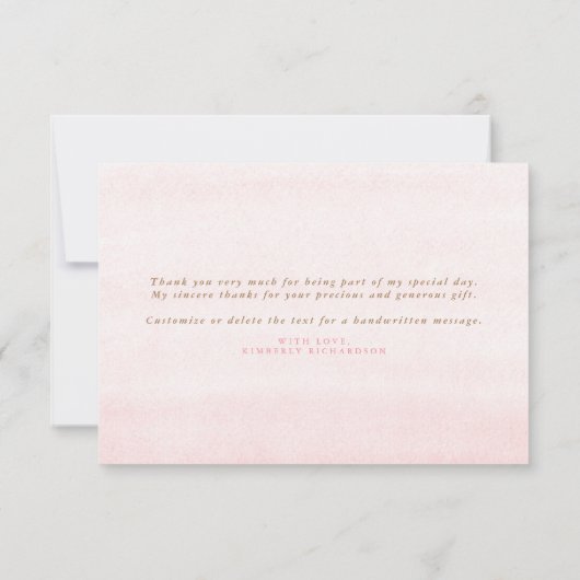 エレガントなパンパスグラス ピンクの花の感謝カード サンキューカード (裏面)