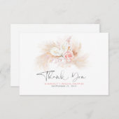 エレガントなパンパス草とピンクの花の感謝カード サンキューカード (正面/裏面)