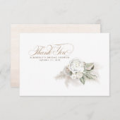 エレガントなパンパス草と白い花の感謝カード サンキューカード (正面/裏面)