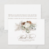 エレガントなパンパス草の白い花の感謝カード サンキューカード (正面/裏面)