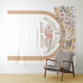 エレガントなパンパス草ベージュの花のウェディングシャワー タペストリー (インサイチュ(横))