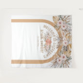 エレガントなパンパス草ベージュの花のウェディングシャワー タペストリー (正面(横))