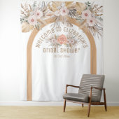 エレガントなパンパス草ベージュの花のウェディングシャワー タペストリー (インサイチュ)