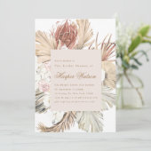エレガントなパンパス トロピカル ロマンティック ブライダルシャワー 招待状 (スタンド正面)