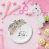 エレガントなパンパス&パーム ウォーターカラー ブライダルシャワー ペーパープレート (パーティー)