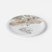 エレガントなパンパス＆パーム ウォーターカラー ブライダル シャワー ペーパープレート (アングル)