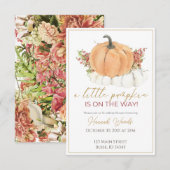 エレガントなパンプキンの花のベイビーシャワー 招待状 (正面/裏面)