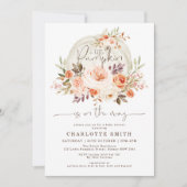 エレガントなパンプキンパステル秋の花ベイビーシャワー 招待状 (正面)