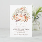 エレガントなパンプキンパステル秋の花ベイビーシャワー 招待状 (スタンド正面)