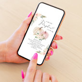 エレガントなパンプキンピンクの花のベビーガールシャワー 招待状