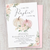 エレガントなパンプキンピンクの花のベビーガールシャワー 招待状