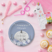 エレガントなパンプキンベイビーシャワーダスティーブルー ペーパープレート (パーティー)