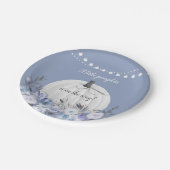 エレガントなパンプキンベイビーシャワーダスティーブルー ペーパープレート (アングル)