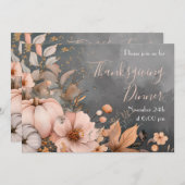 エレガントなパンプキン感謝祭の食事への招待 招待状 (正面/裏面)