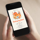 エレガントなパンプキン感謝祭の食事招待状 招待状