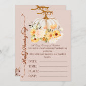 エレガントなパンプキン秋の花の招待状 招待状 (正面/裏面)