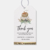 エレガントなパンプキン ホワイト ゴールド サンクス フェイバー ギフトタグ (正面)