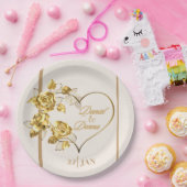 エレガントなパーソナライズされたゴールドの結婚式の紙皿 ペーパープレート (パーティー)