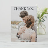 エレガントなパーソナライズされた写真 ウェディング サンクス カード (スタンド正面)