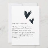 エレガントなパーソナライズされた写真 ウェディング サンクス カード (裏面)