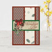 エレガントなパーソナライズされた折りたたみ式クリスマスカード カード (黄色い花)