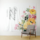 エレガントなパーソナライズされた水彩花の結婚式 タペストリー (インサイチュ(横))