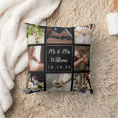 エレガントなパーソナライズされた結婚式当日の写真コラージュ クッション (ブランケット)