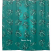 エレガントなパーソナライズトロピカルヤシの葉のパターン シャワーカーテン (正面)