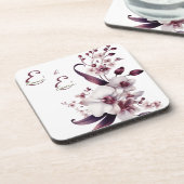 エレガントなパーソナライズドフラワープレート コースター (左側)
