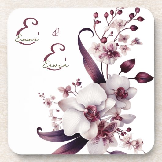 エレガントなパーソナライズドフラワープレート コースター (正面)