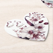 エレガントなパーソナライズフラワーウェディングコースター ペーパーコースター (アングル)