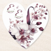 エレガントなパーソナライズフラワーウェディングコースター ペーパーコースター (正面)