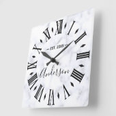 エレガントなパーソナライズ ホワイト大理石 スクエア壁時計 (傾斜)