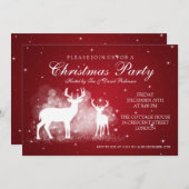 エレガントなパーティーのシカの輝きの赤 招待状 (正面/裏面)
