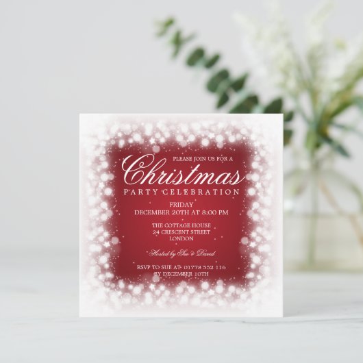 エレガントなパーティーの魔法の輝きの赤 招待状 (スタンド正面)