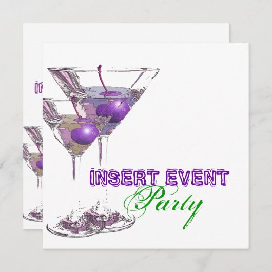 エレガントなパーティー スタイリッシュな場面 オーダーメイド 招待状 (正面/裏面)