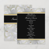 エレガントなパーティー ローズ ブラック ホワイト ゴールド ウェディング 招待状 (正面/裏面)