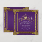 エレガントなパープルとゴールドのキンセアニエラ 招待状 (正面/裏面)