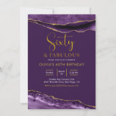 エレガントなパープルとゴールドの60歳にして最高に素敵 招待状 (正面)