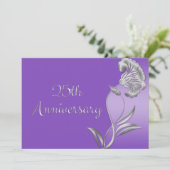 エレガントなパープルとシルバーの25周年招待状 招待状 (スタンド正面)