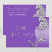エレガントなパープルとシルバーの25周年招待状 招待状 (正面/裏面)