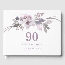 エレガントなパープルのウィンターフローラル90歳の誕生日パーティー